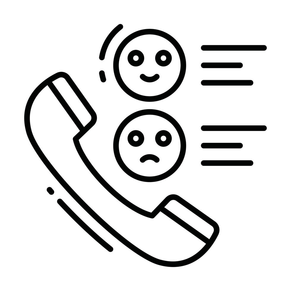 Phone receiver with emojis showing concept of phone call survey vector