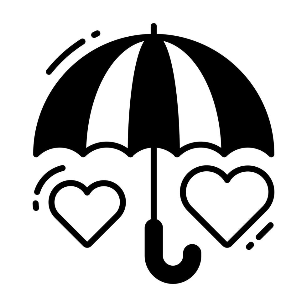 Hearts inside umbrella showing vector of insurance, premium icon