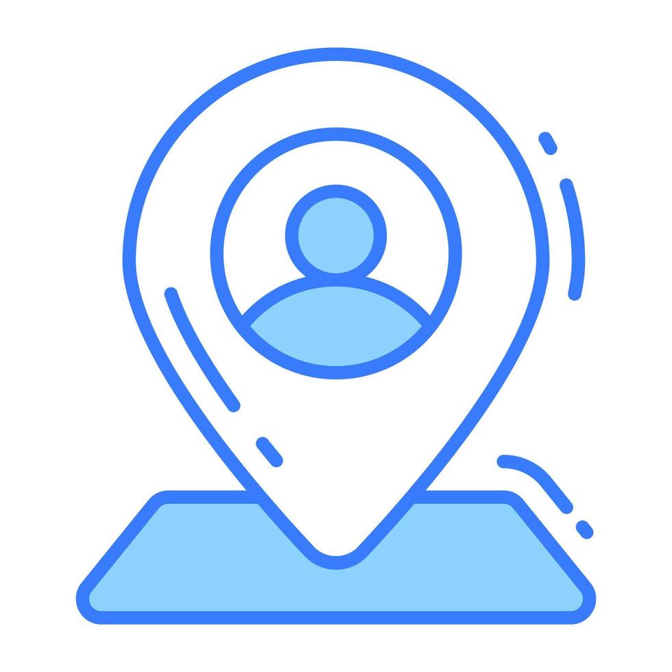 User inside map pointer denoting concept of user location vector