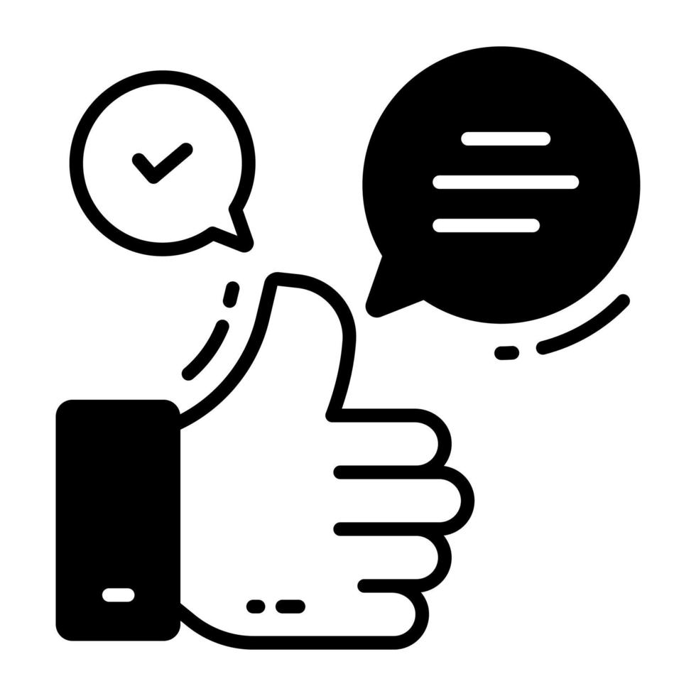 Thumb up with chat bubbles, vector design of feedback