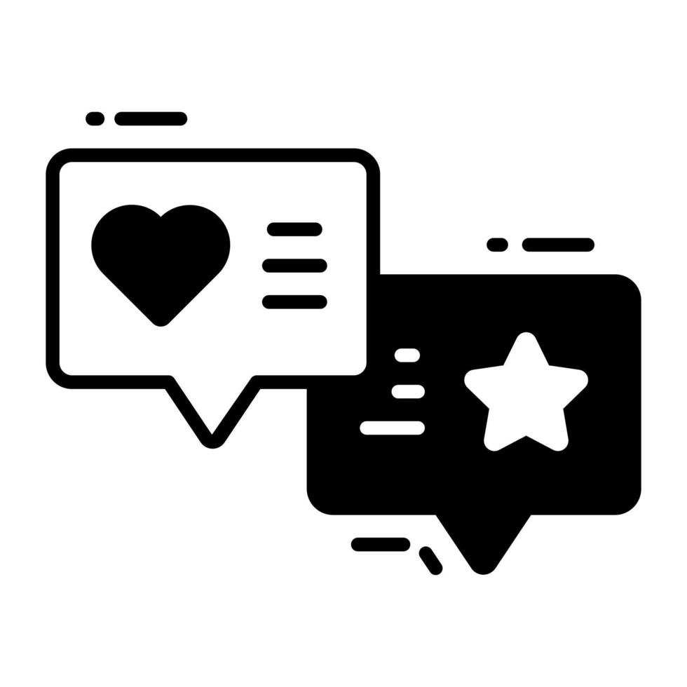 Chat bubbles having heart and star concept of feedback comments vector