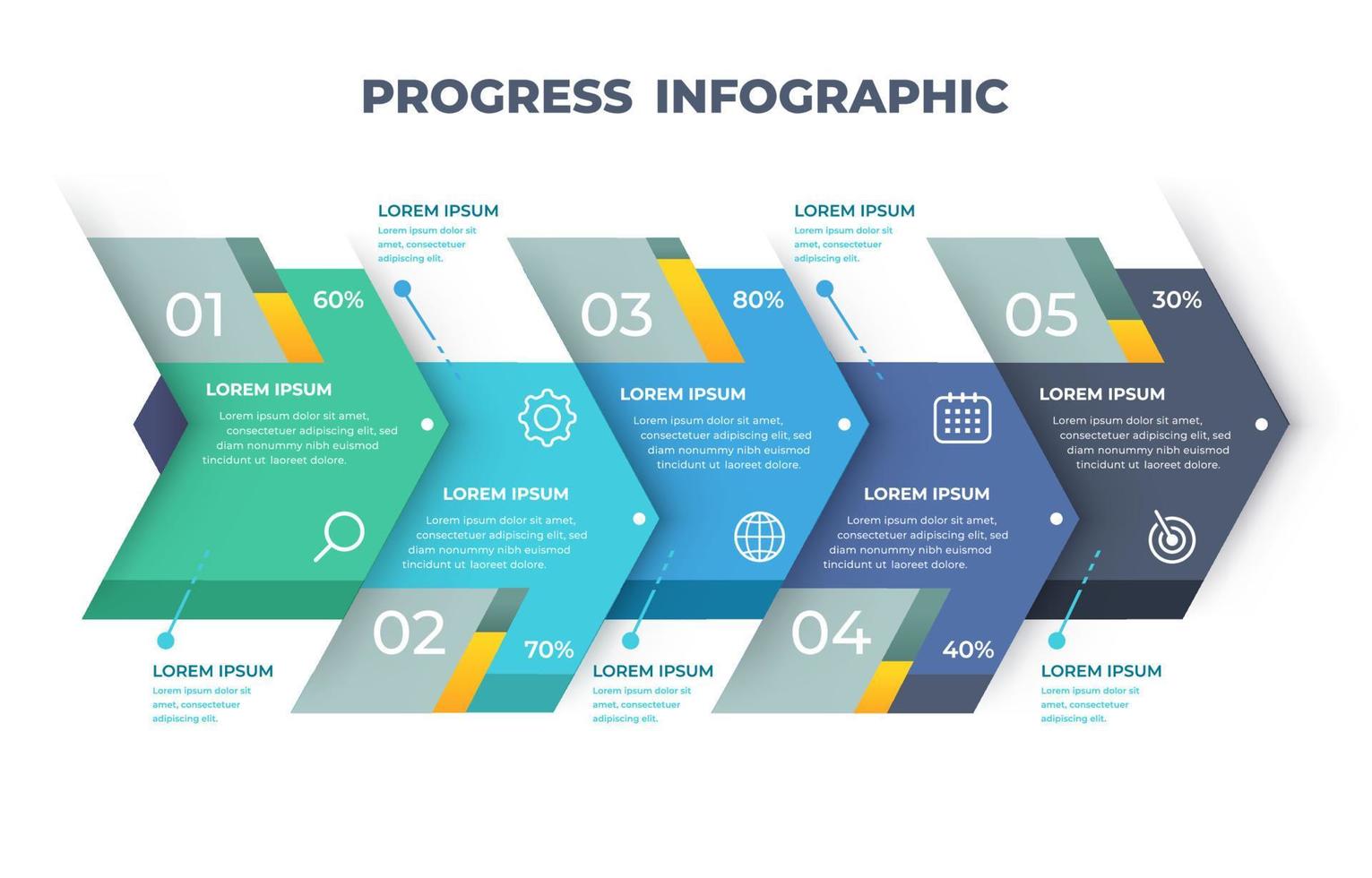 horizontal Progreso bar infografía modelo vector