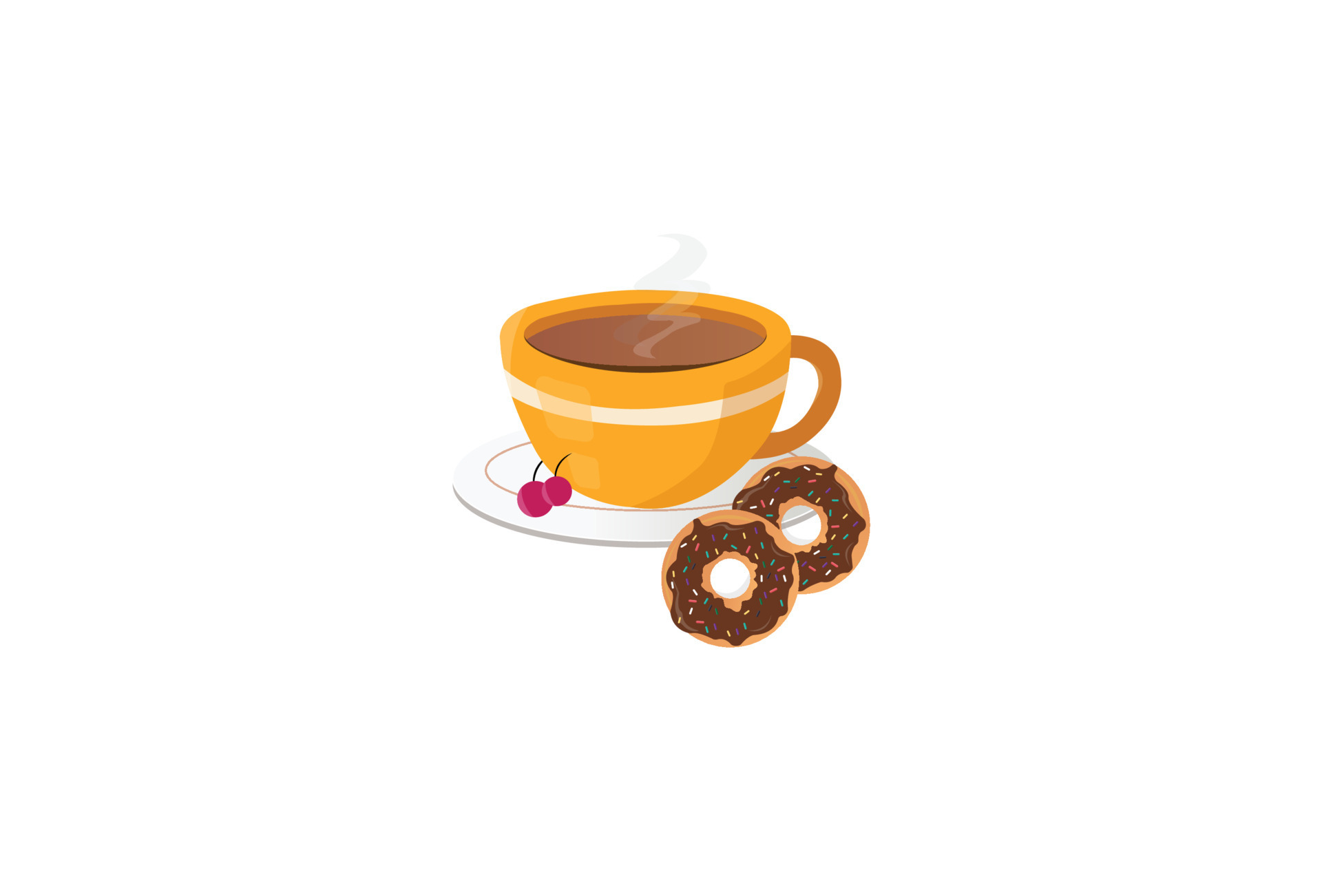 illustration of delicious coffee cup and donuts 23014861 Vector Art at