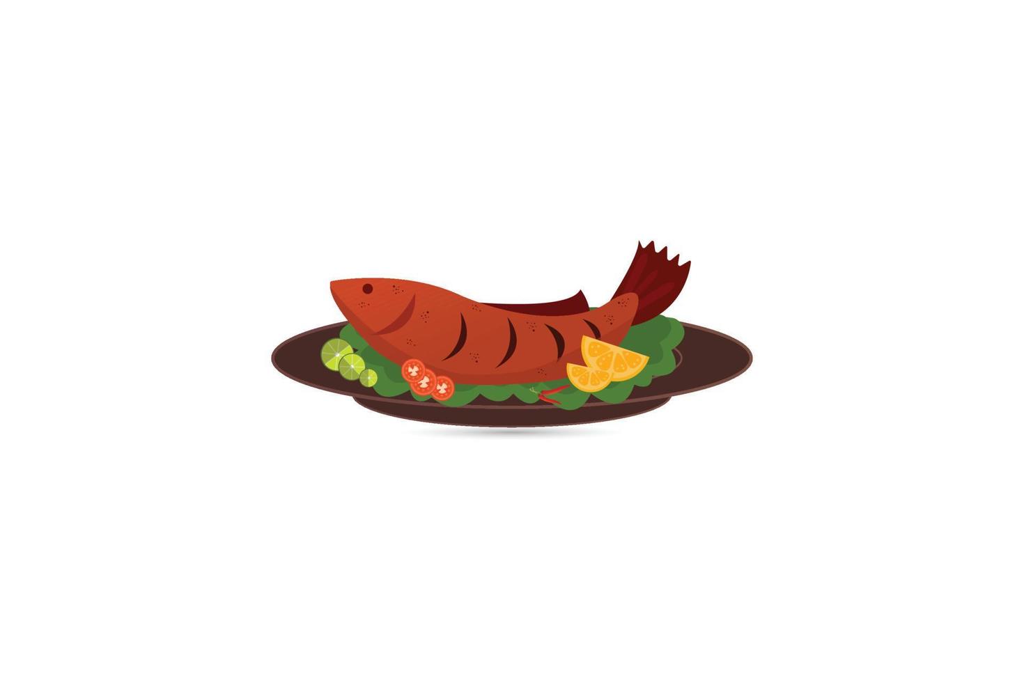 Fish dish illustration vector