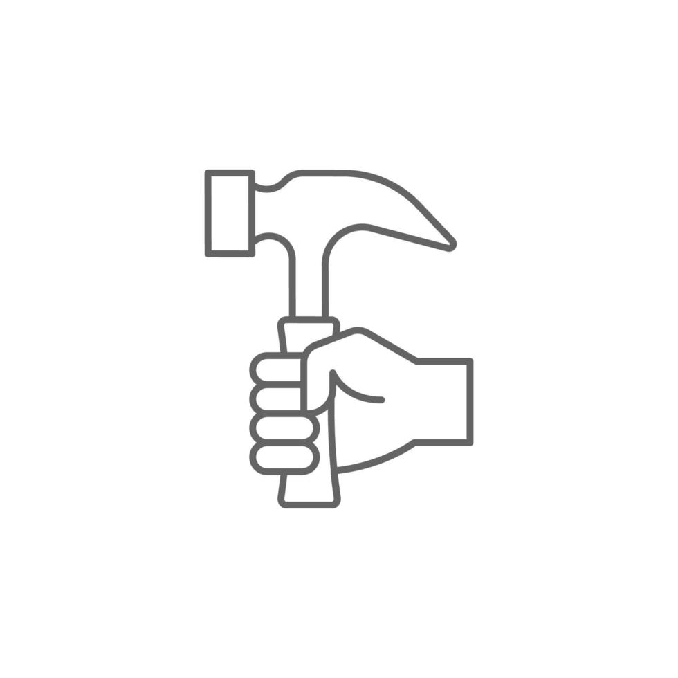 Carpentry, hammering line vector icon illustration