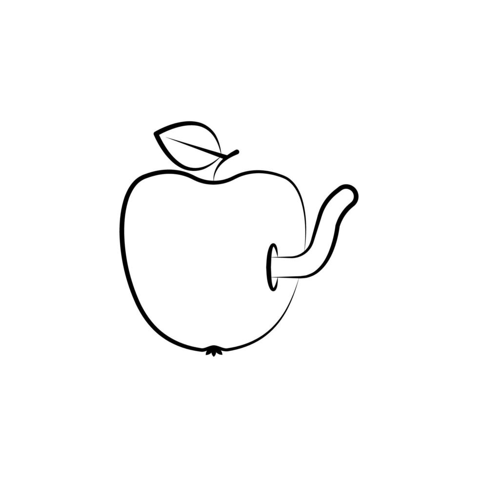 Apple, worm vector icon illustration