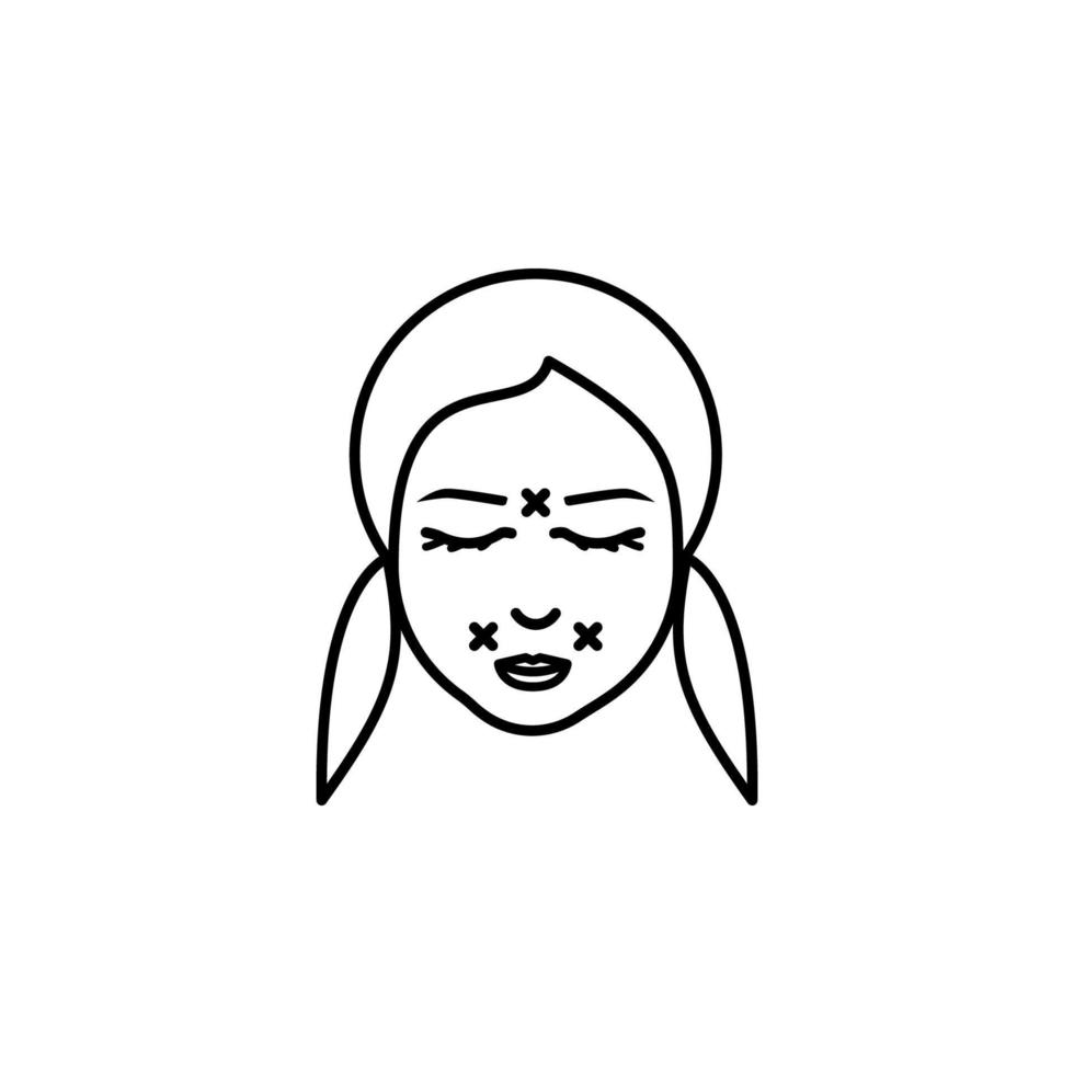 Woman, correction wrinkle vector icon illustration