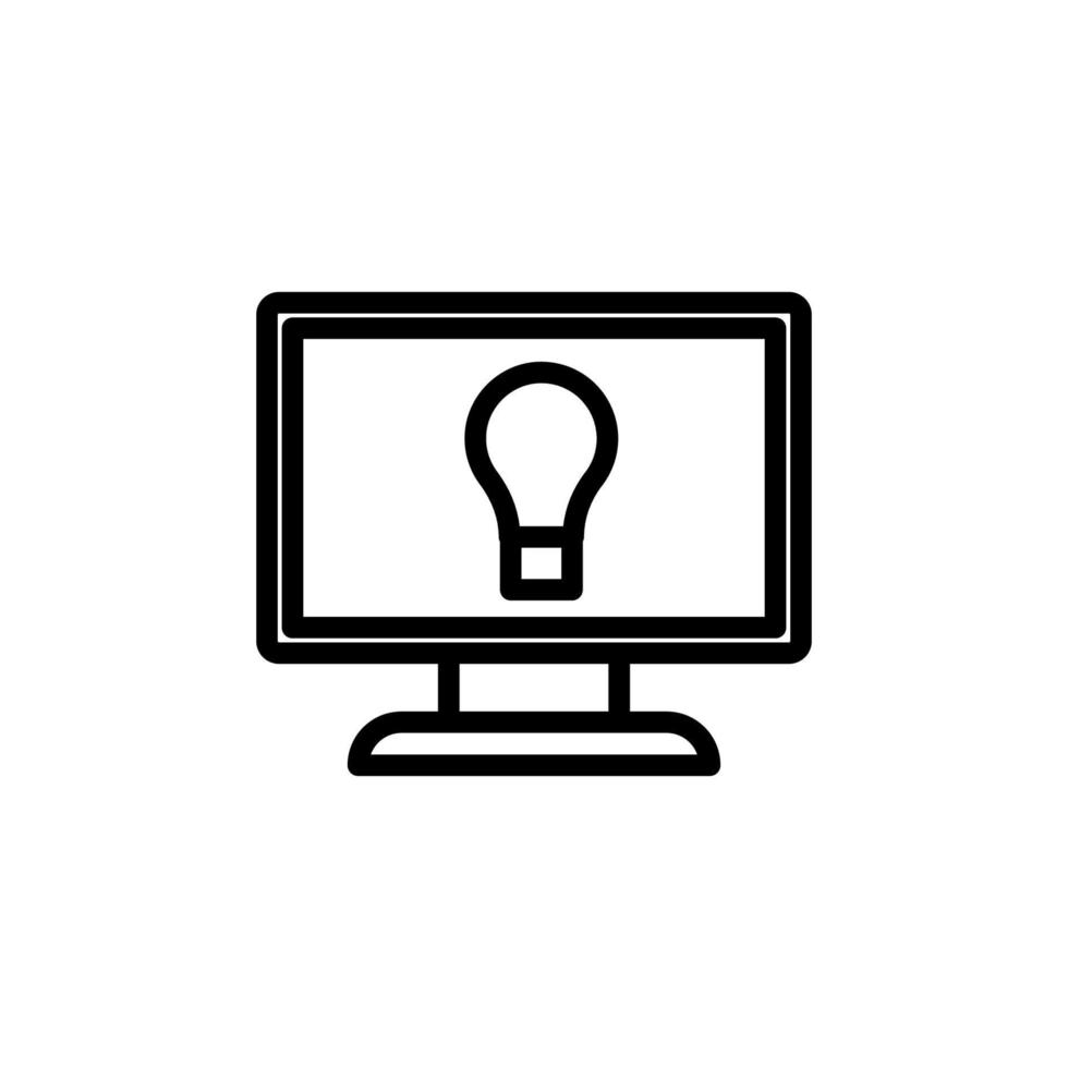 bulb on the monitor vector icon illustration