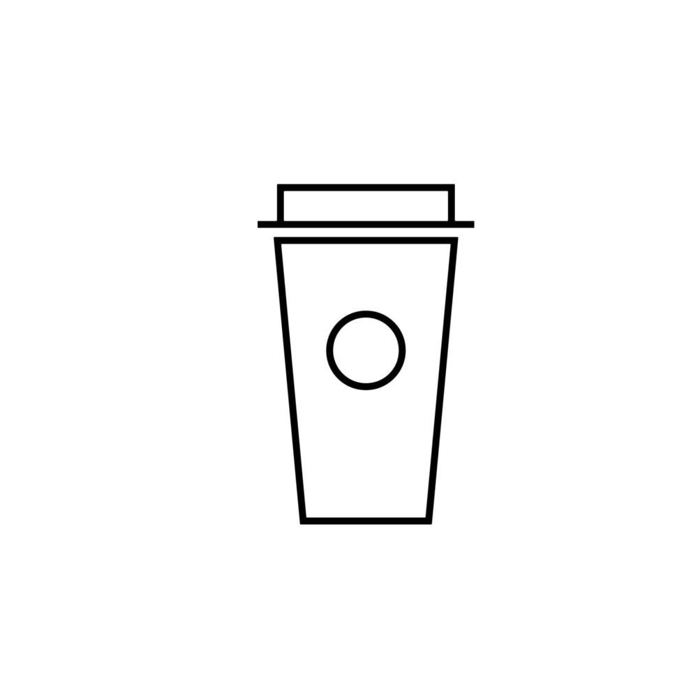 plastic cup for coffee simple line vector icon illustration