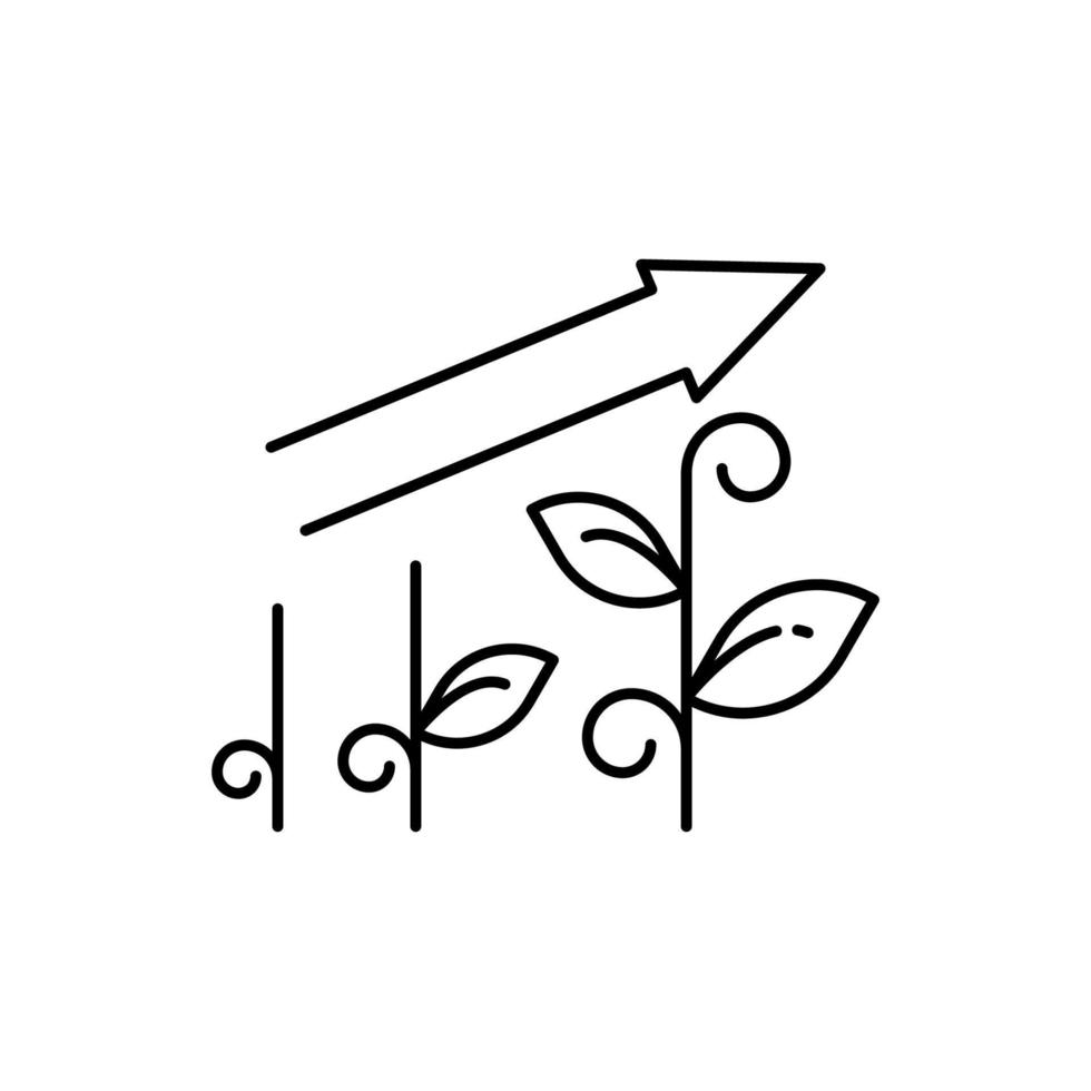 Plants, arrow, growth vector icon illustration