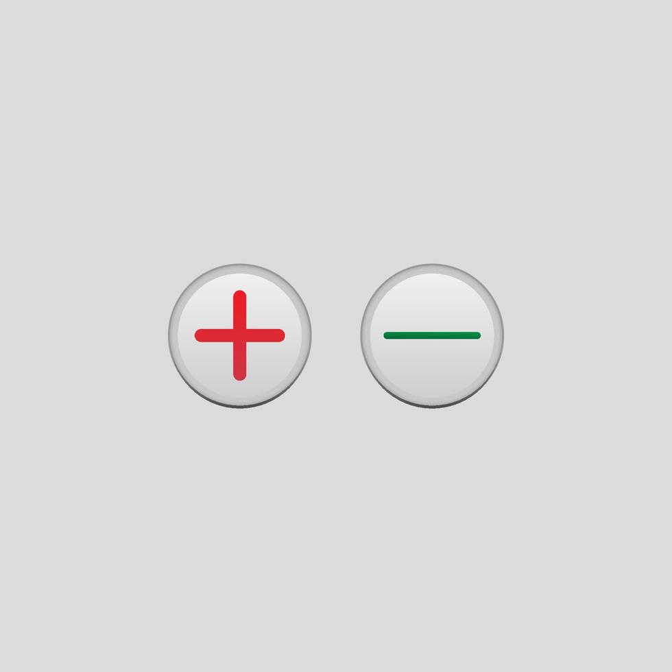 plus and minus button colored vector icon illustration