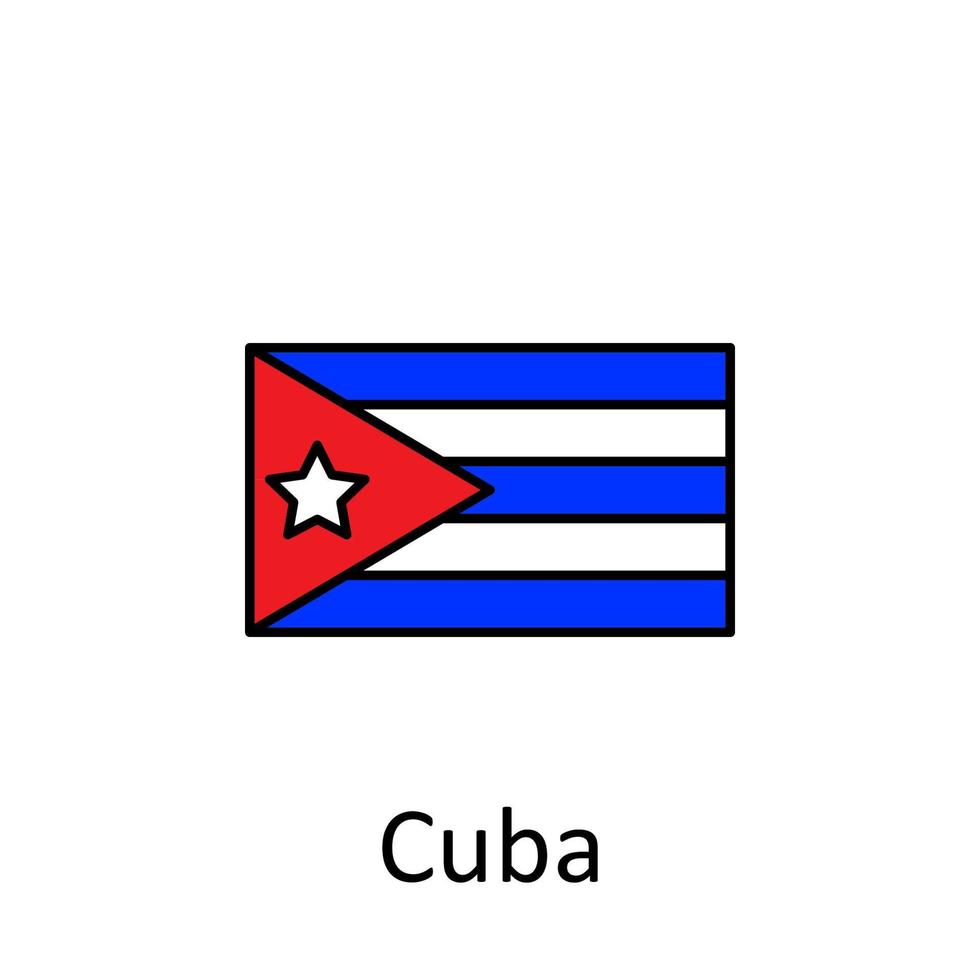 nacional bandera de Cuba en sencillo colores con nombre vector icono ilustración