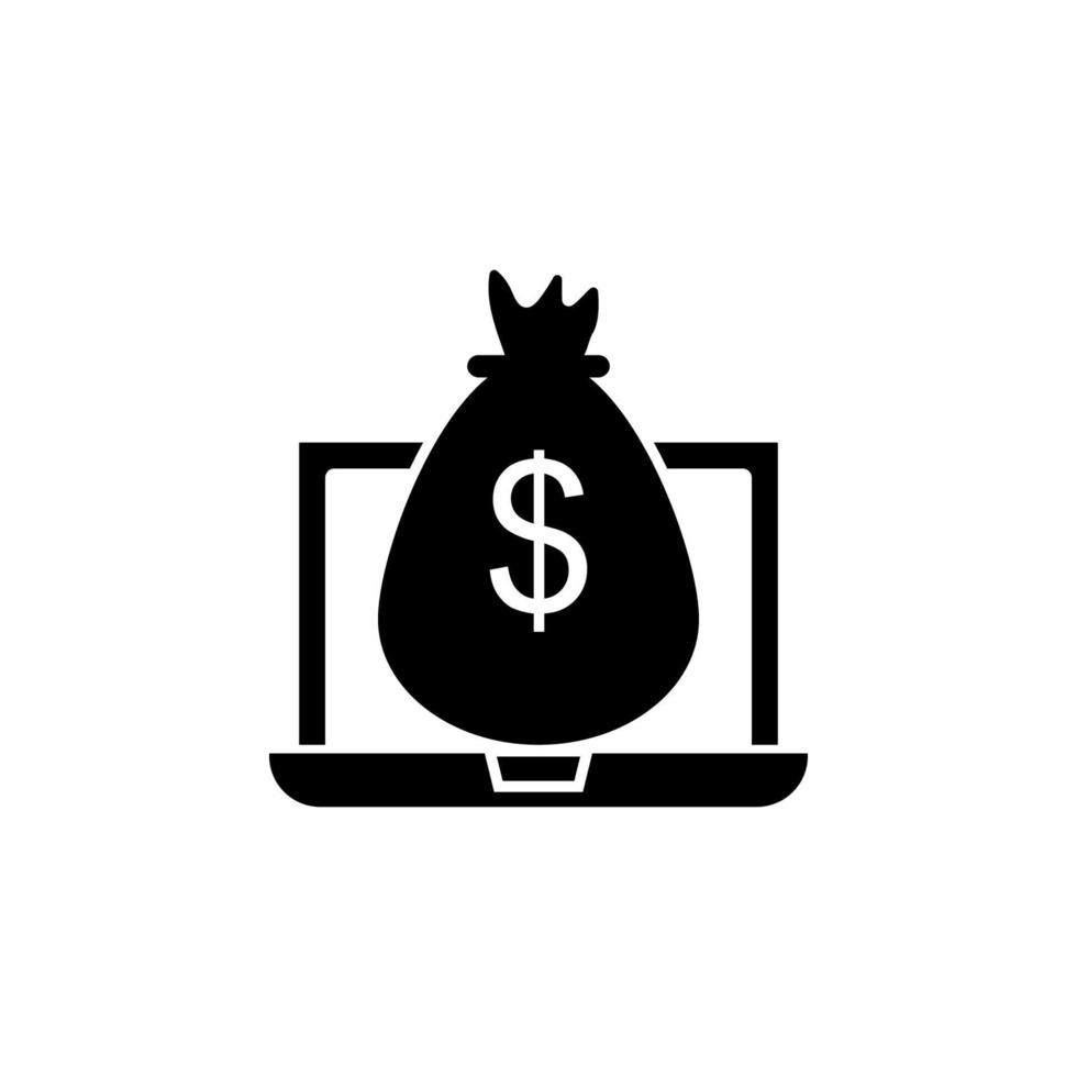 comercio electrónico, dinero, ordenador portátil vector icono ilustración