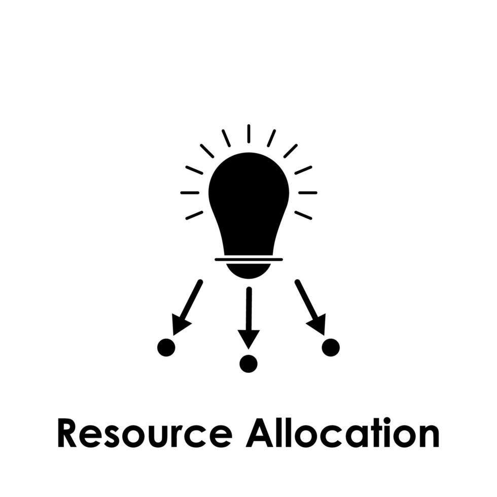 bulb, arrow, resource allocation vector icon illustration