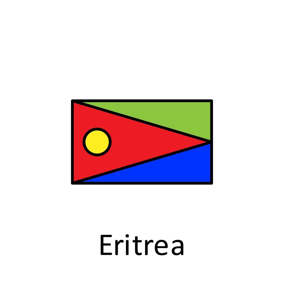 National flag of Eritrea in simple colors with name vector icon illustration