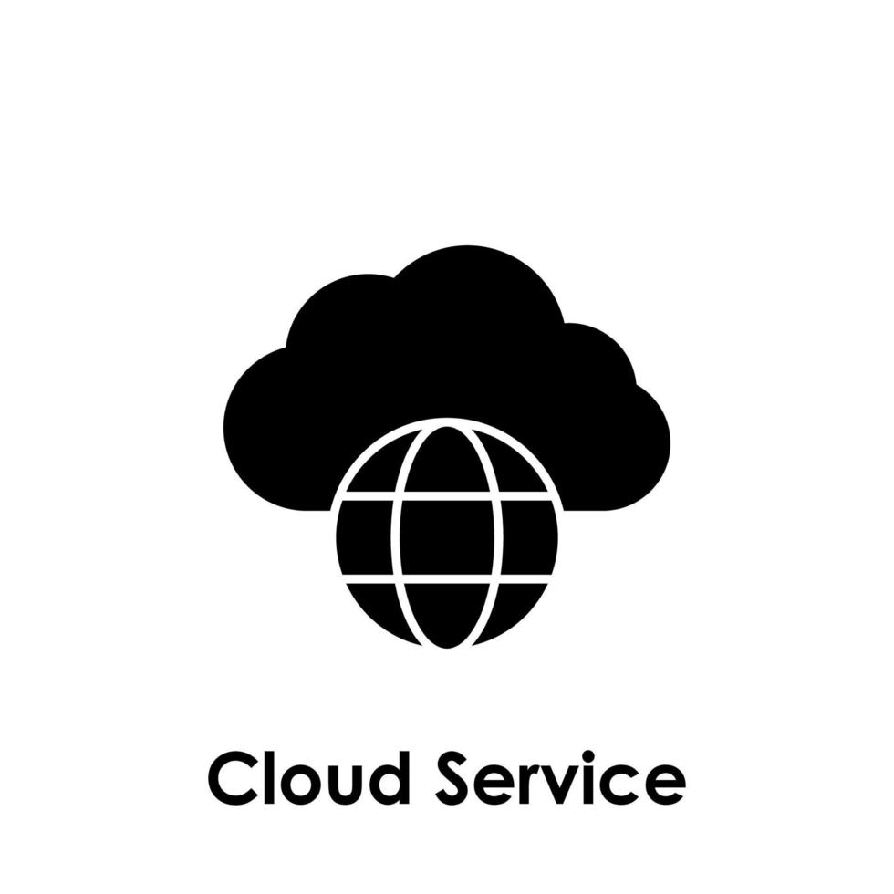 Cloud service, global, world vector icon illustration