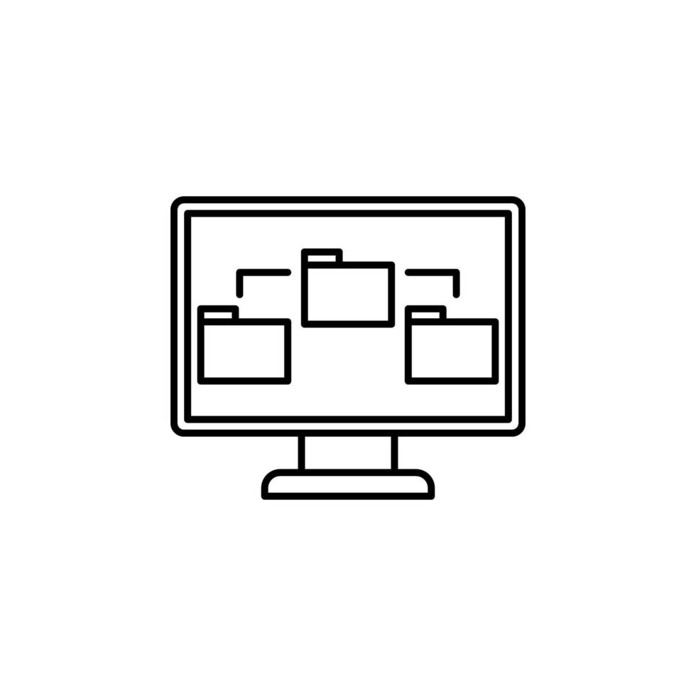 folders on the monitor vector icon illustration