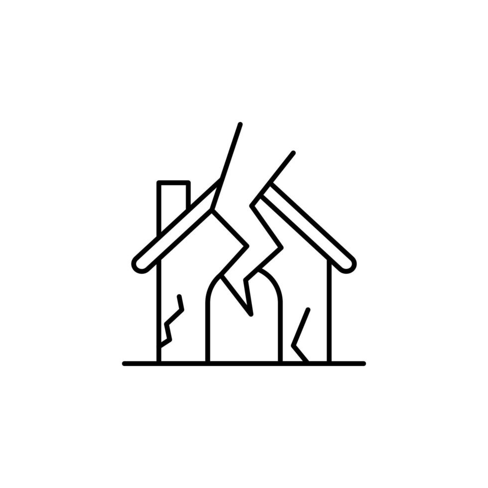 House, lightning, destruction vector icon illustration