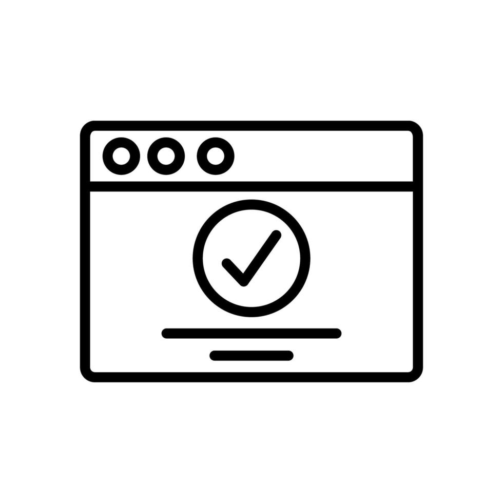Browser, web site, check mark, approve vector icon illustration