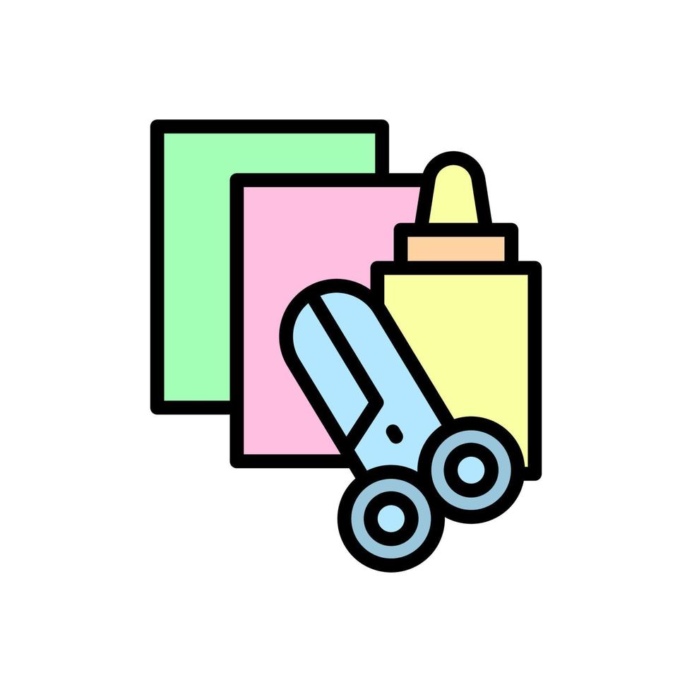 Scissors, glue, paper vector icon illustration