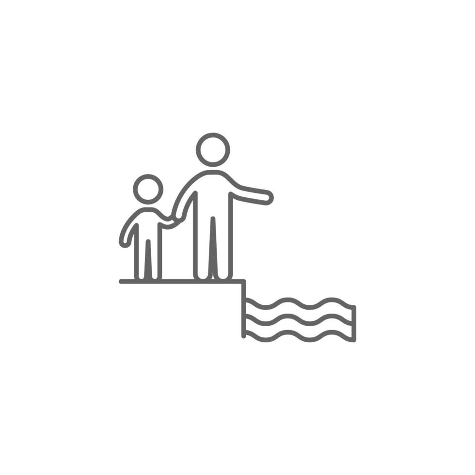 Family in swimming poll vector icon illustration