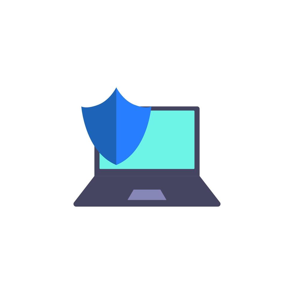 laptop under protection vector icon illustration