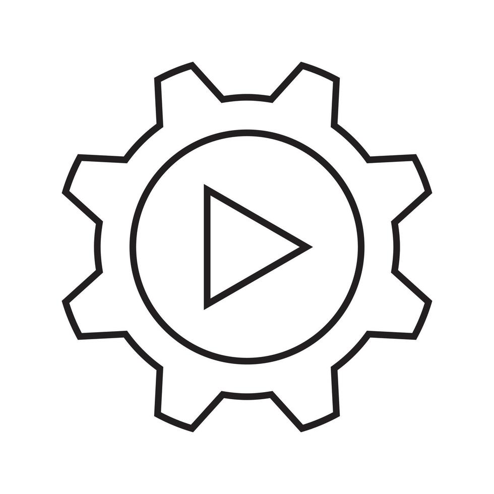 gear play icon vector for website, UI Essential, symbol, presentation