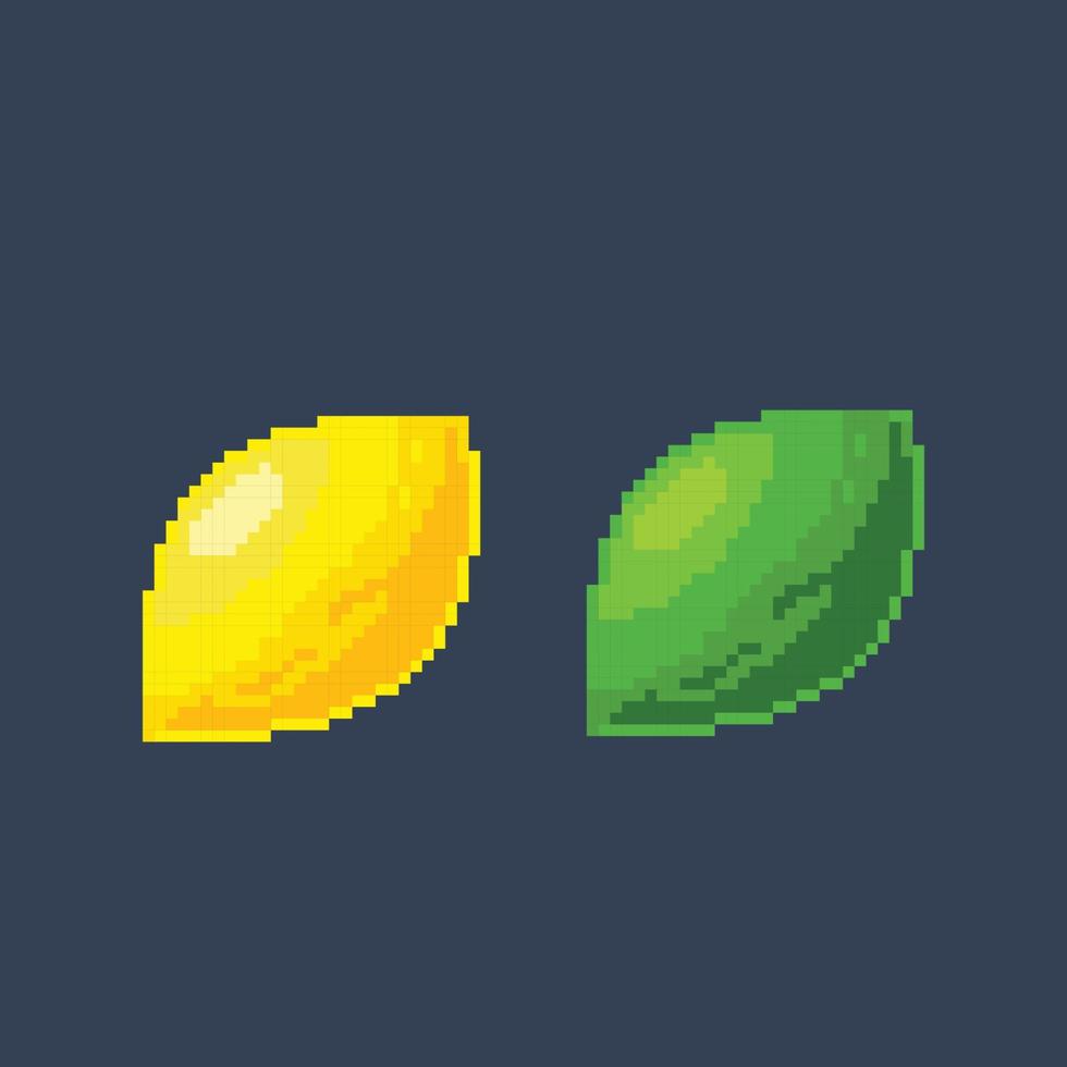 a lime with different color in pixel art style vector