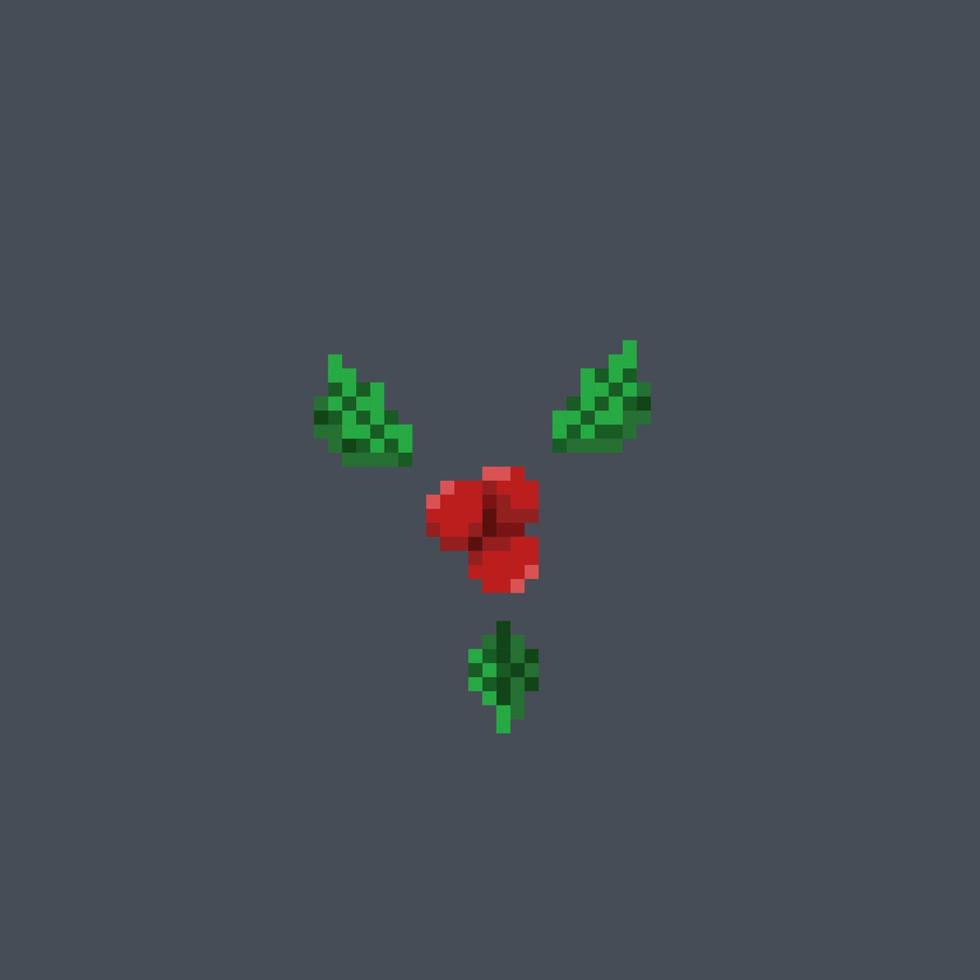 holly leaf in pixel art style vector