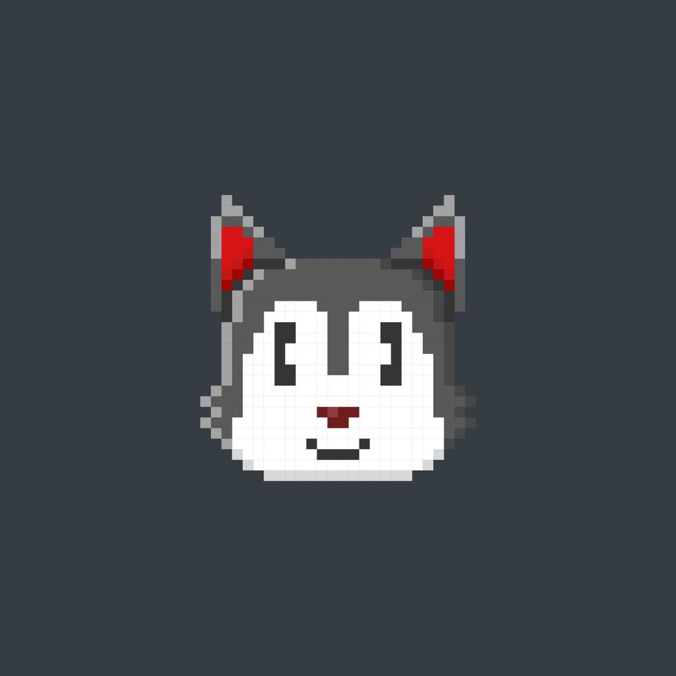 baby wolf head in pixel art style vector