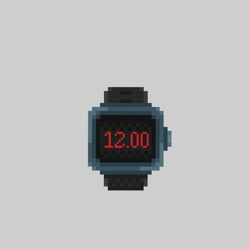 digital watch in pixel art style vector