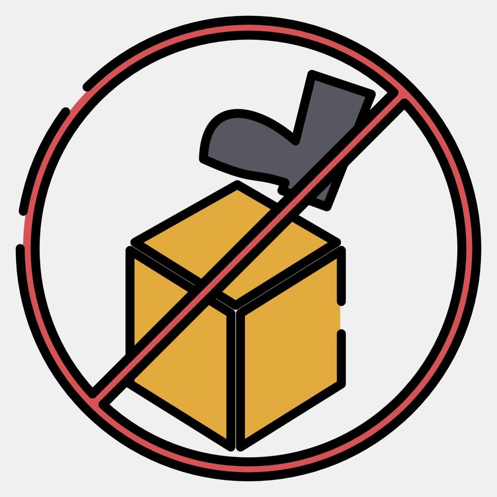 Icon do not step. Packaging symbol elements. Icons in filled line style. Good for prints, posters, logo, product packaging, sign, expedition, etc. vector