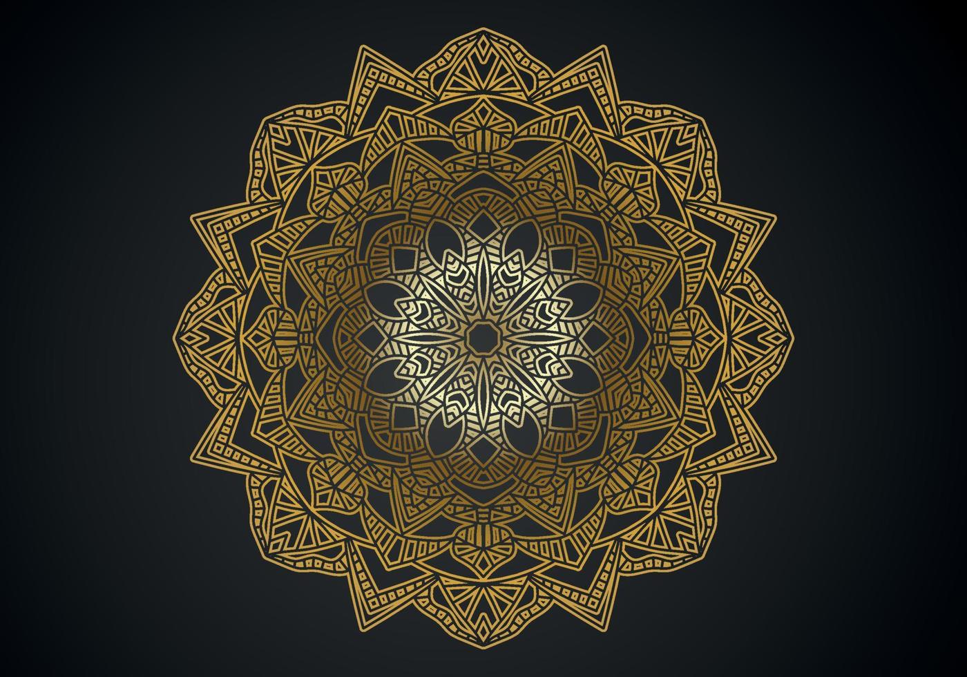luxury ornamental mandala design background in gold color vector