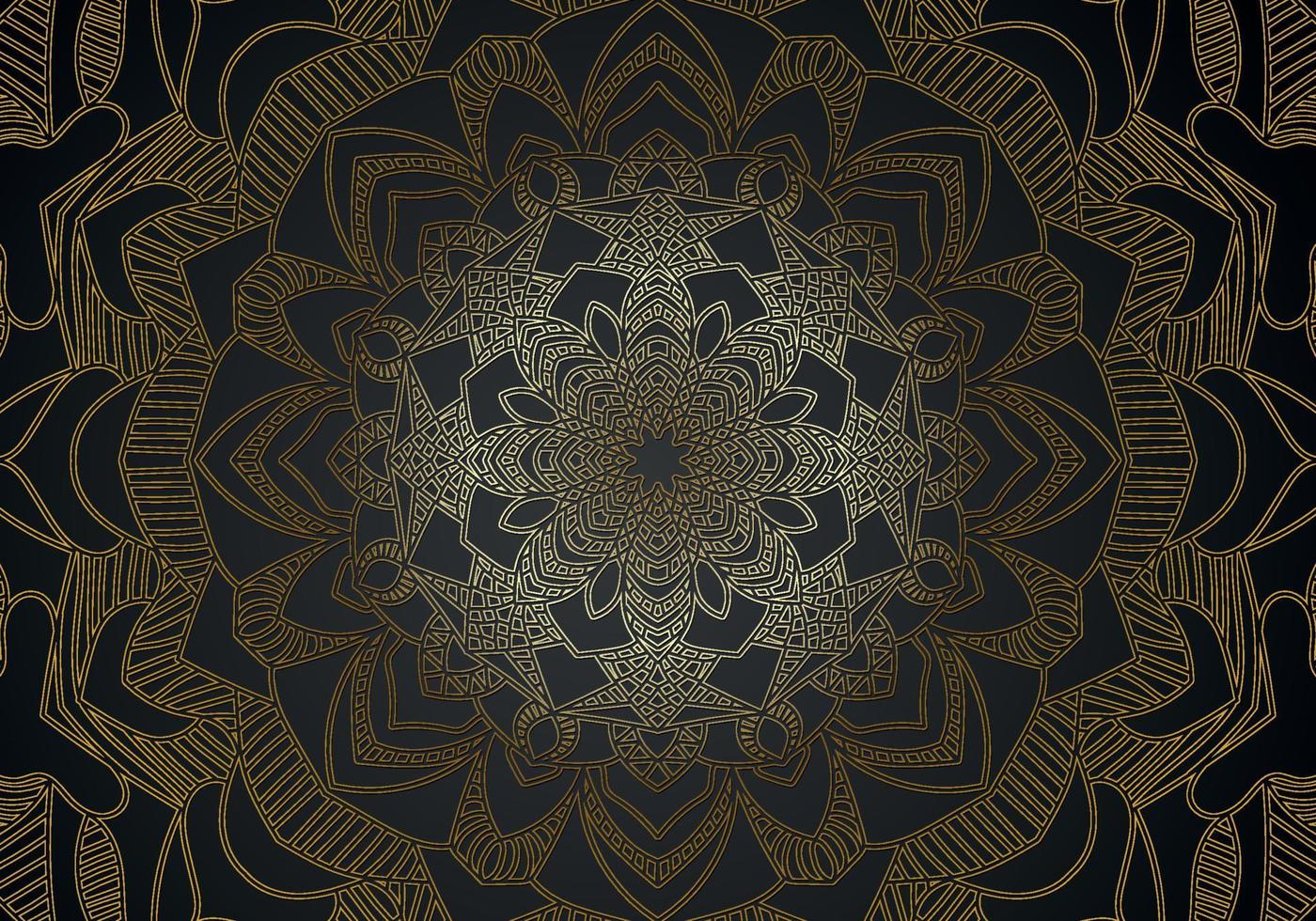 luxury ornamental mandala design background in gold color vector