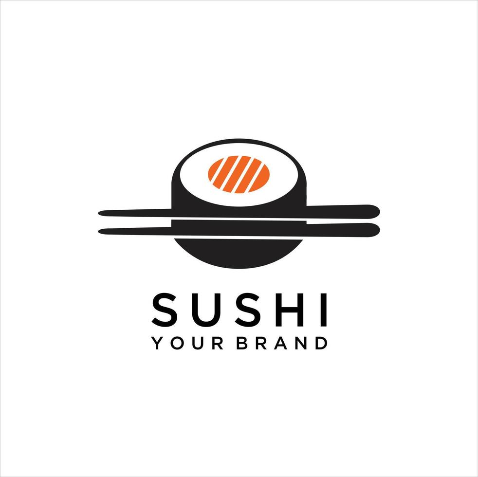 Sushi y rollos con palillo bar o restaurante vector logo modelo. japonés o chino tradicional cocina, sabroso comida icono.