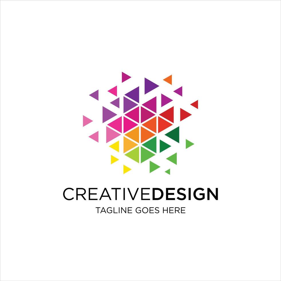 Hexagon Tech Logo Polygonal colorful Shape Vector. Abstract Pixel Hexagon Logo Colorfull Design illustration. vector
