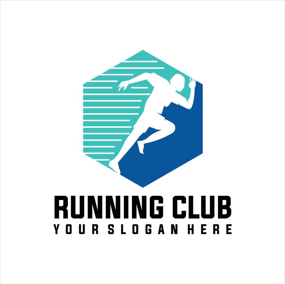 corriendo hombre silueta logo diseños, maratón logo plantilla, corriendo club o Deportes club vector