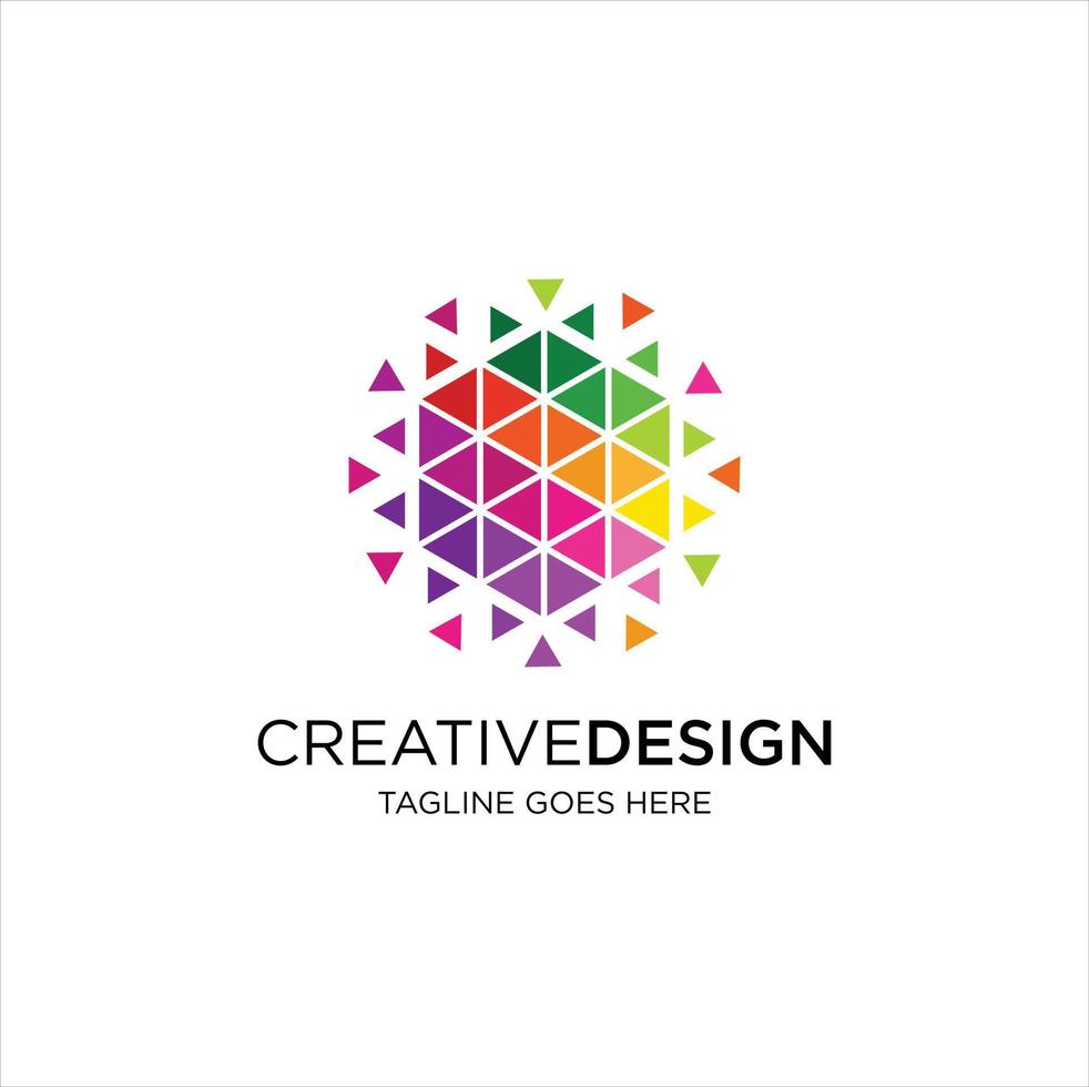 Hexagon Tech Logo Polygonal colorful Shape Vector. Abstract Pixel Hexagon Logo Colorfull Design illustration. vector