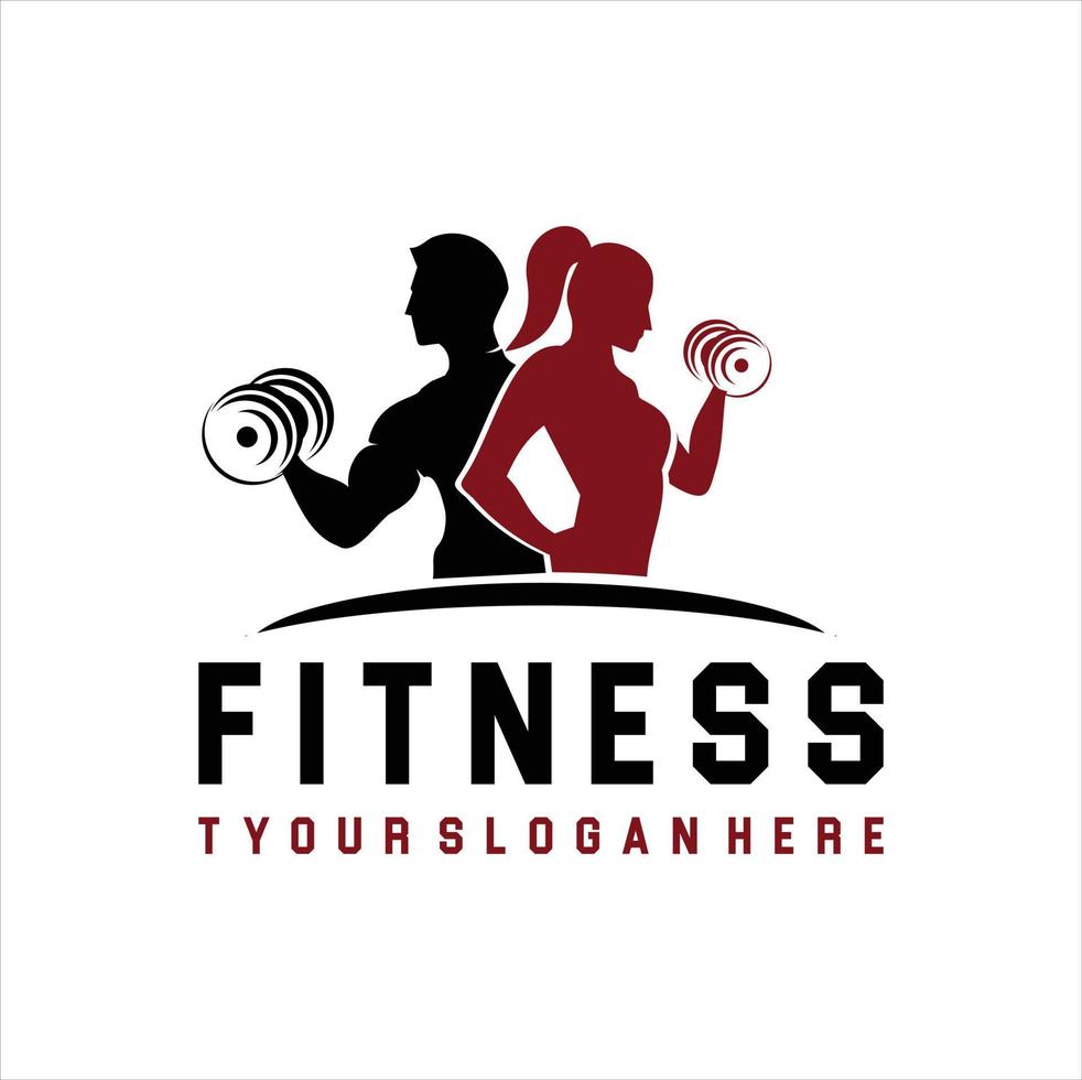 Fitness Center logo. Sport and fitness logo Design . Gym Logo Icon Design Vector Stock, or emblem with woman and man silhouettes.