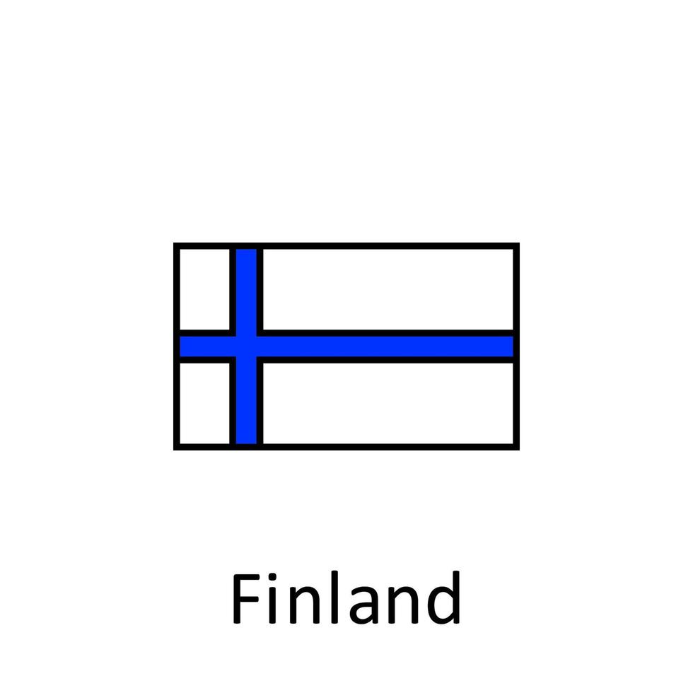 National flag of Finland in simple colors with name vector icon illustration