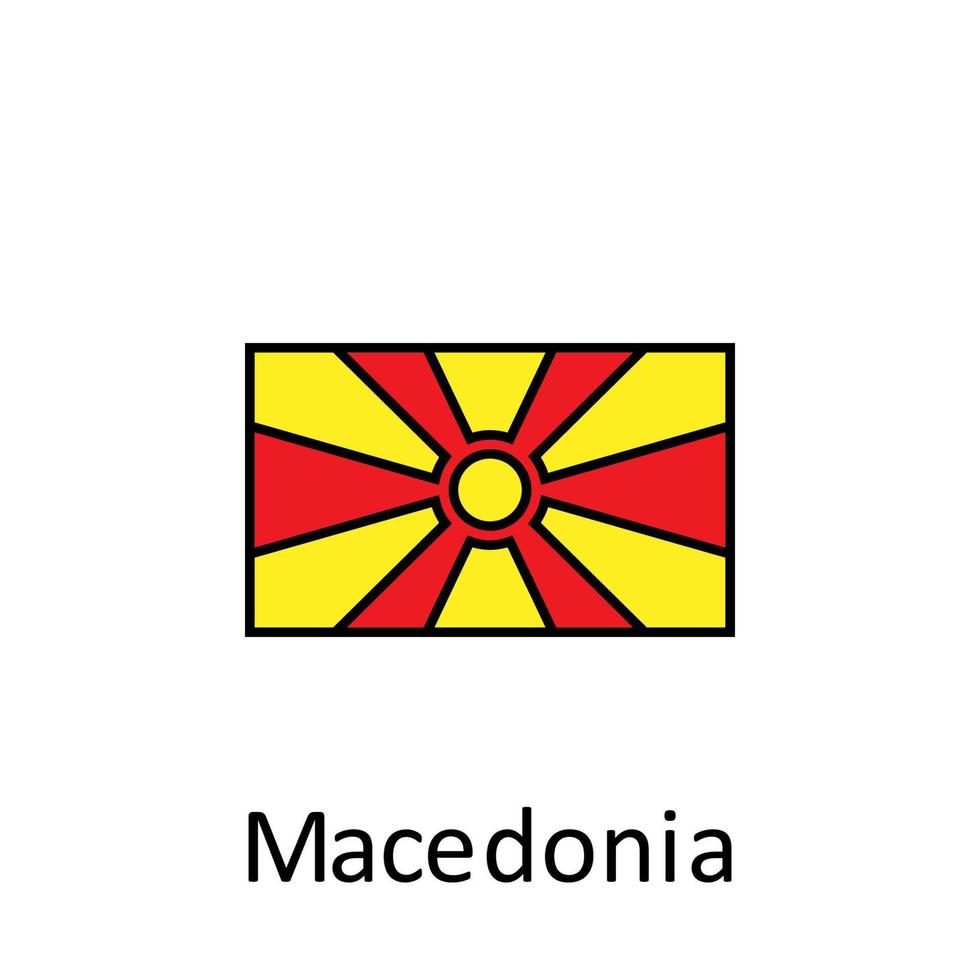 National flag of Macedonia in simple colors with name vector icon illustration