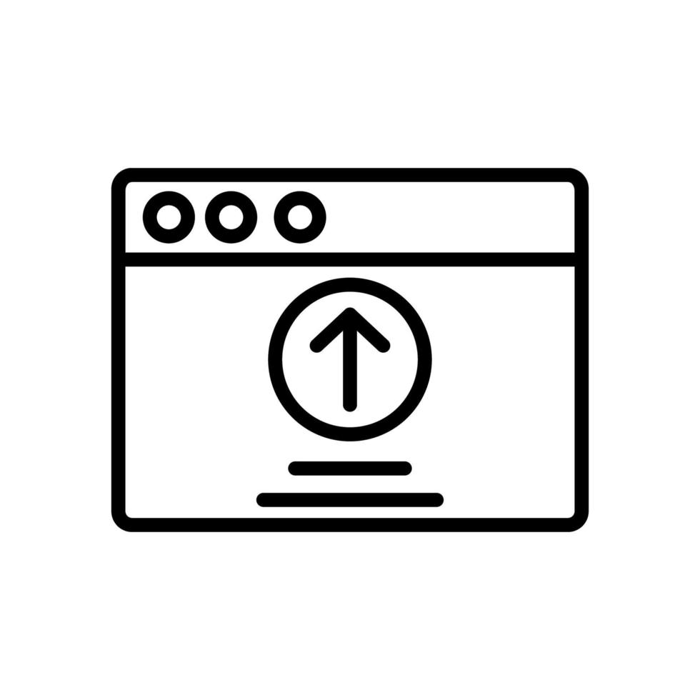 Browser, web site, upload vector icon illustration