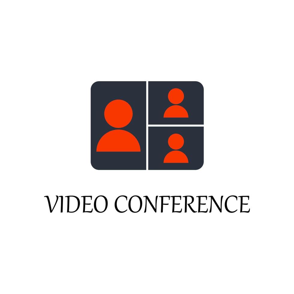 colored video conference vector icon illustration