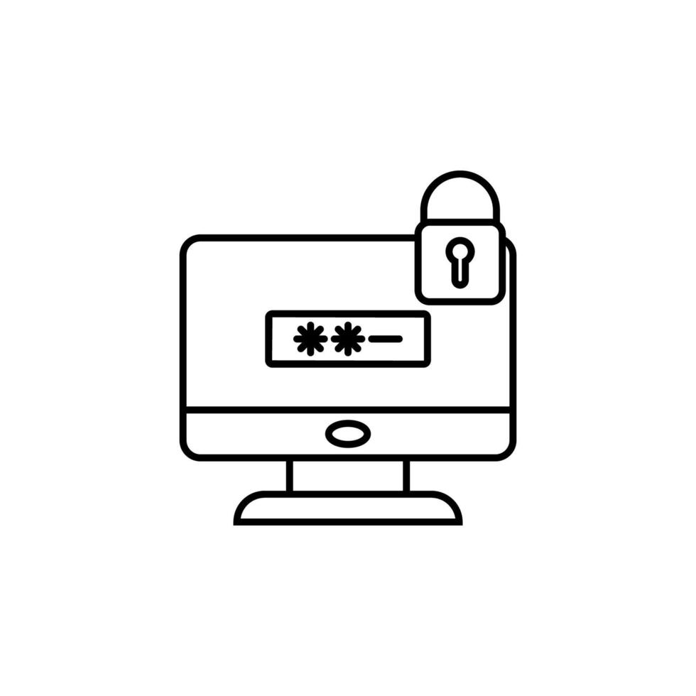 lock by password pc vector icon illustration