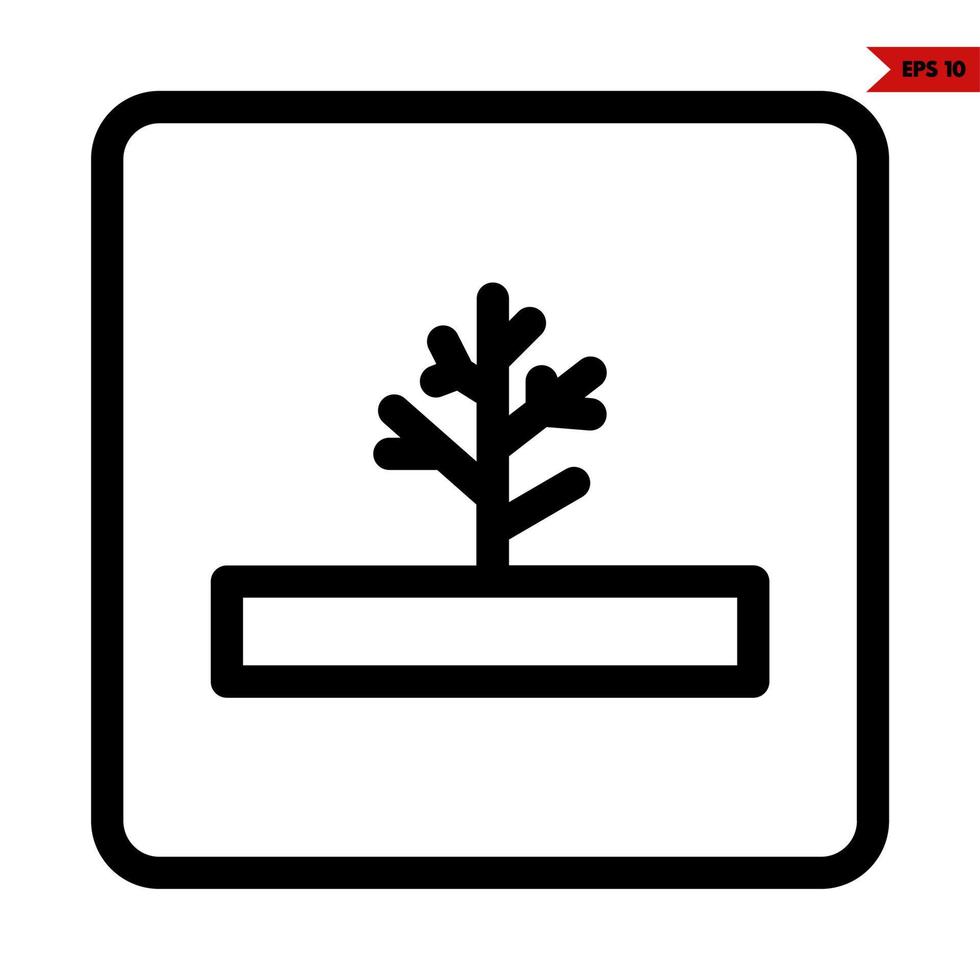 árbol en marco línea icono vector