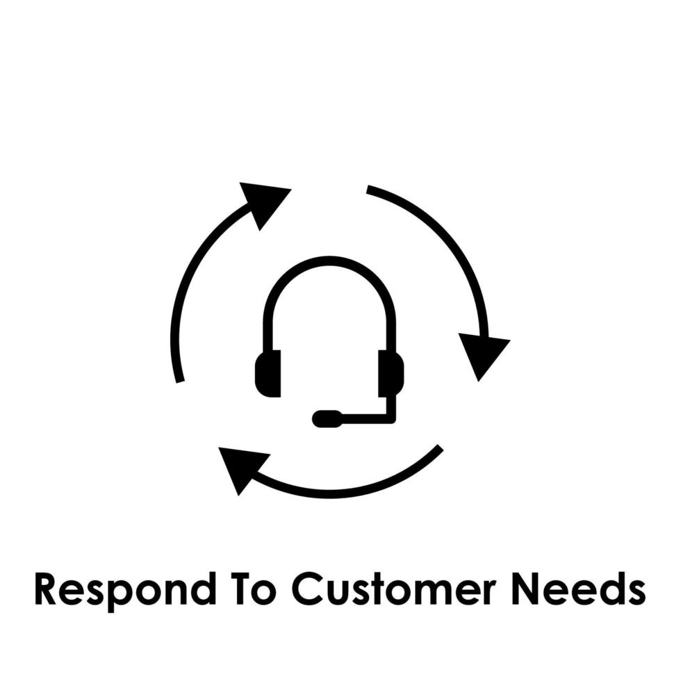 headphone, respond to customer needs vector icon illustration