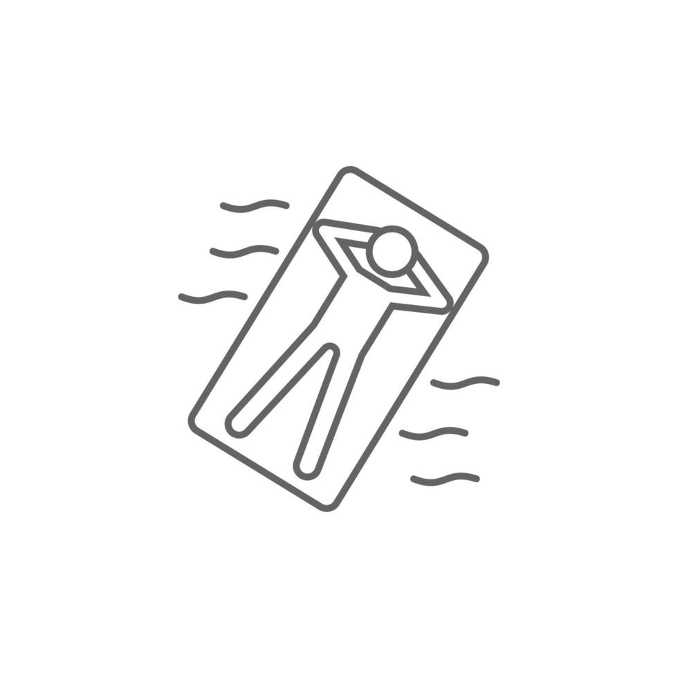 Man on a water mattress vector icon illustration