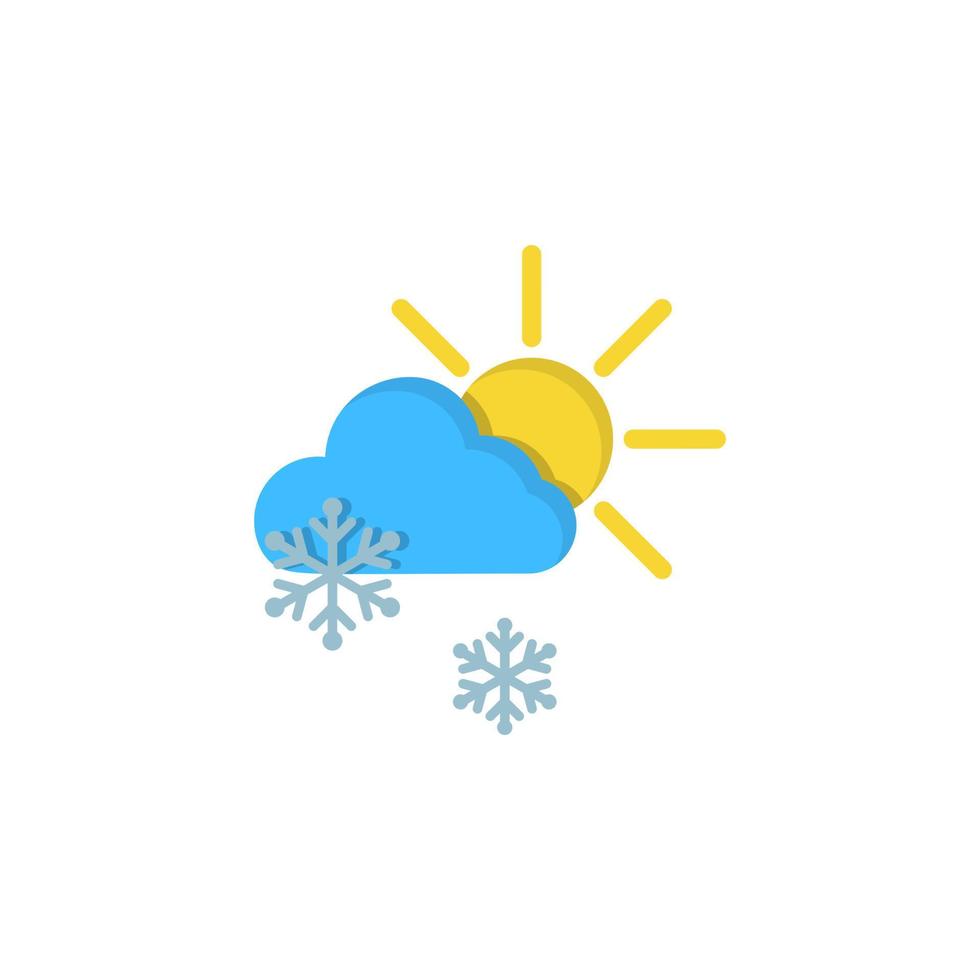 Cloud sun snow snowflakes vector icon illustration