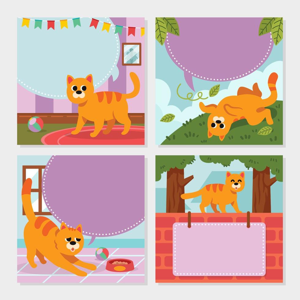 Social Media Post Template of Cute Cat vector