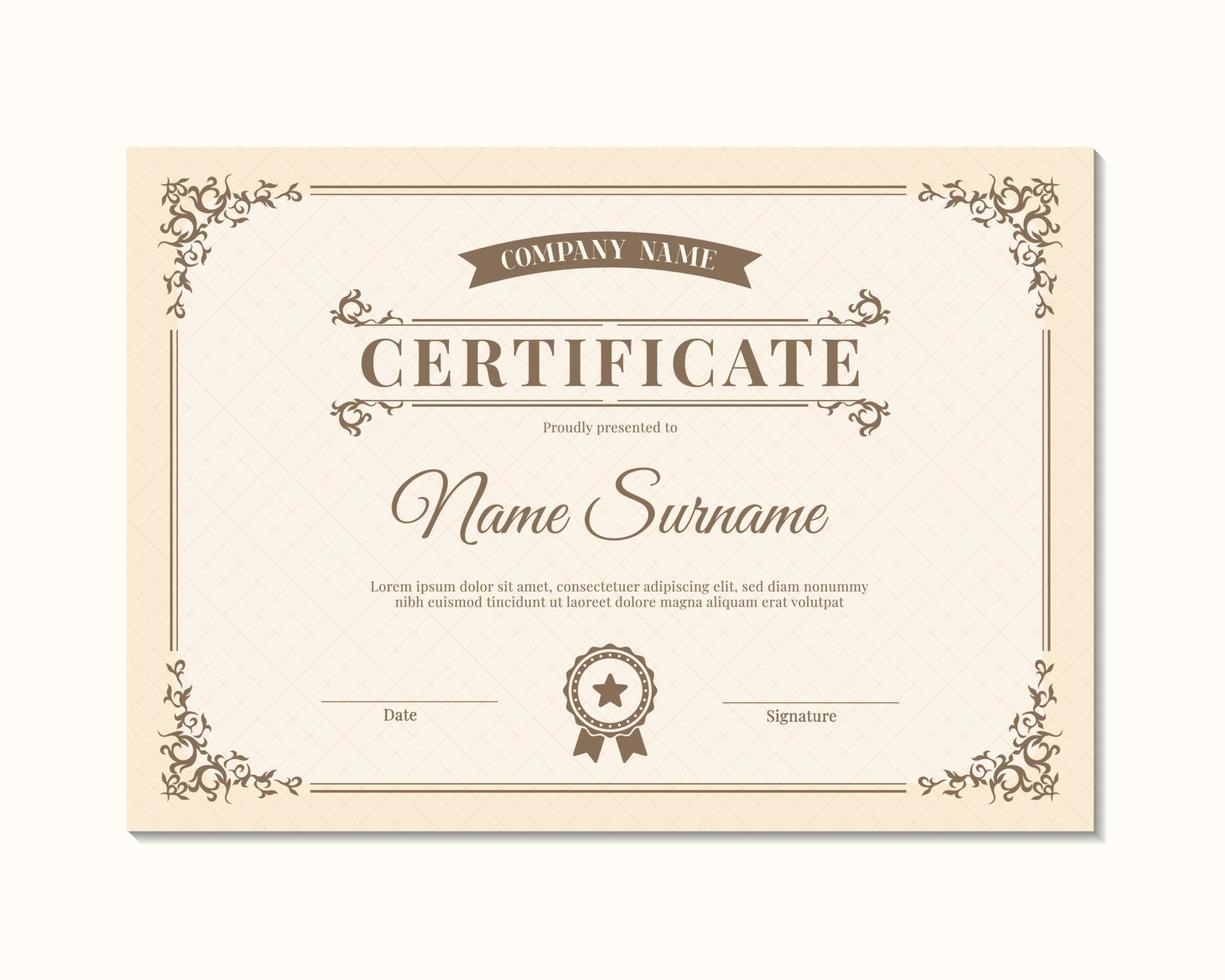 Classic Vintage Certificate of Achievement Template vector